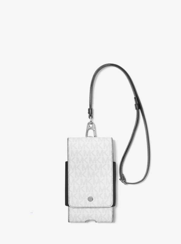 Panske Cestovné Tašky Michael Kors Logo Smartphone Lanyard Biele - Tasky Michael Kors Nejlevnejsi | FLSXO-4536